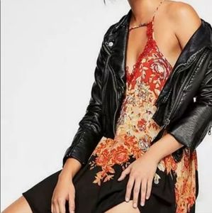 Free People Floral Haze Red Black Dress, XS